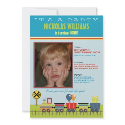 Choo Choo Aqua Child's Birthday Party Invitation by BeezKneez