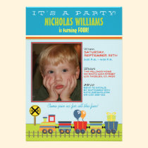Choo Choo Aqua Child's Birthday Party Invitation invitations