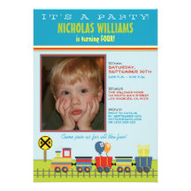 Choo Choo Aqua Child's Birthday Party Invitation