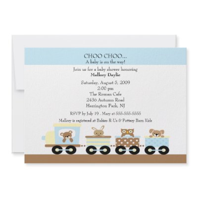 Choo Choo Baby Train Boy Baby Shower Invites by celebrateitinvites