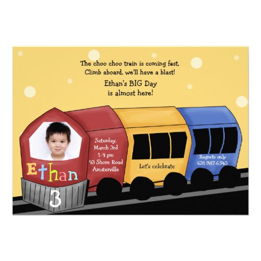 Choo Choo Express - Photo Birthday Party  Invitati Invite