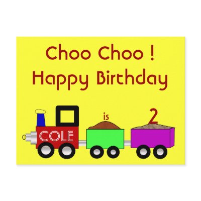 Choo Choo Happy Birthday!! postcard by Nanas_Alley