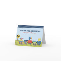 Choo Choo Kids Thank-You Card (blue)