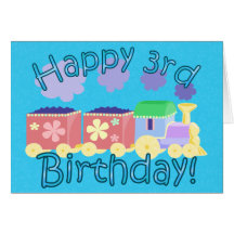Choo Choo Train 3rd Birthday Card
