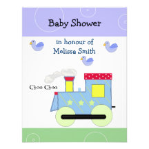 Choo Choo Train Baby Shower Custom Invitations