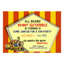 Choo Choo Train Custom Kids Party Invites