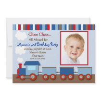 Choo Choo Train Photo Birthday Party Invitations