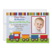 Choo Choo Train Photo Birthday Party Invitations