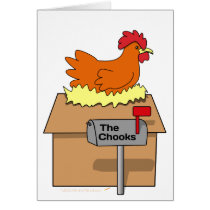 Chook House Funny Chicken on House Cartoon Greeting Card
