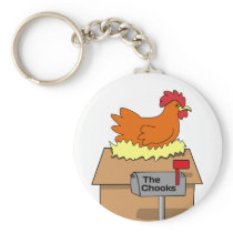 Chook House Funny Chicken on House Cartoon Key Chains