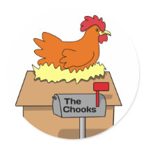 Chook House Funny Chicken on House Cartoon Stickers