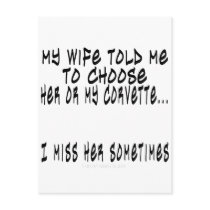 Choose Wife or Corvette Postcard