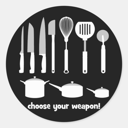 choose your weapon round stickers