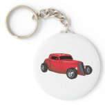 Chopped Red Street Rod Key Chain