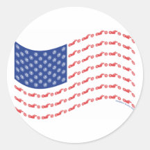 Chopper-Flag-Wave Round Sticker