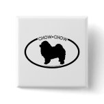 Chow Chow Silhouette Black Button