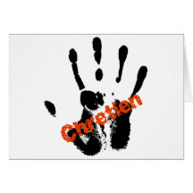 Chrétien Rouge sur mains noire Greeting Cards