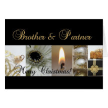 Chri d'or de noir de Joyeux Noël de frère et d'ass Cartes