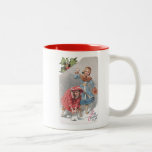 Chrildren Throwing Snowballs Vintage Christmas Car Coffee Mugs