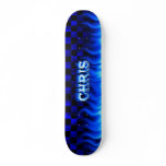 Chris skateboard blue fire and flames design