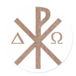 Chrisme Alpha Omega aspect terre. Sticker