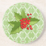 Chrismtas Damask Stone Coaster