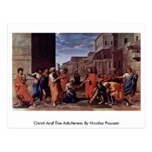Christ And The Adulteress By Nicolas Poussin Postcard