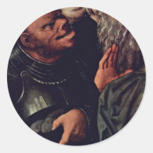 Christ And The Adulteress Detail By Cranach D. J. Round Stickers
