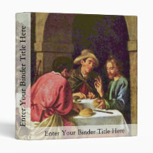 Christ And The Disciples Of Emmaus By Orrente 3 Ring Binders