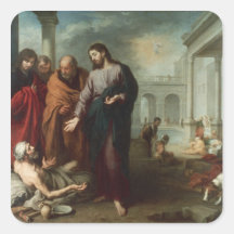 Christ at the Pool of Bethesda, 1667-70 (oil on ca Square Sticker