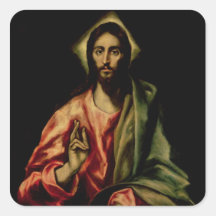 Christ Blessing Square Sticker
