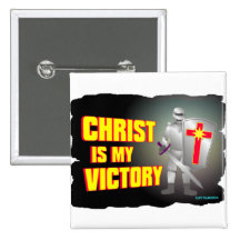 Christ is my victory religious design button