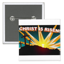 Christ is risen Christian cross gift design Pinback Buttons