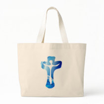 Christ sur croix bleue bags