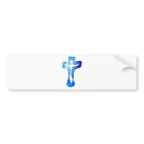 Christ sur croix bleue bumper stickers