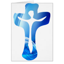 Christ sur croix bleue greeting card
