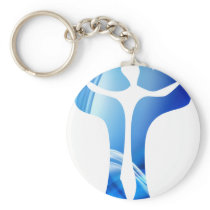 Christ sur croix bleue key chain