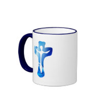 Christ sur croix bleue coffee mugs