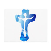 Christ sur croix bleue post cards
