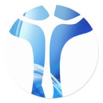 Christ sur croix bleue round stickers