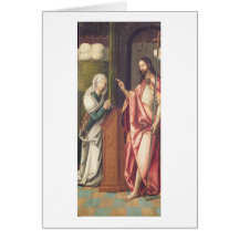 Christ the Redeemer blessing a woman (panel) Cards