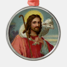 Christ the Shepherd with Lamb Vintage Easter Ornament