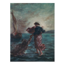 Christ walking on water postcards