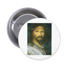 Christ with crown of thorns button