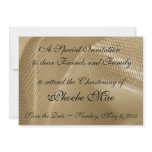 Christen Baptism Invitation Template, Gold Satin