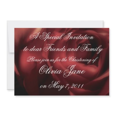 Christening Invitation Save the Date - Red Rose by JayneLogan