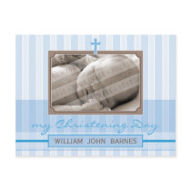 CHRISTENING INVITATION :: stylish stripe 1 Postcard