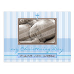 CHRISTENING INVITATION :: stylish stripe 1 Postcard