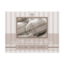 CHRISTENING INVITATION :: stylish stripe 2 Post Card