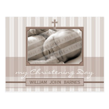 CHRISTENING INVITATION :: stylish stripe 2 Post Card